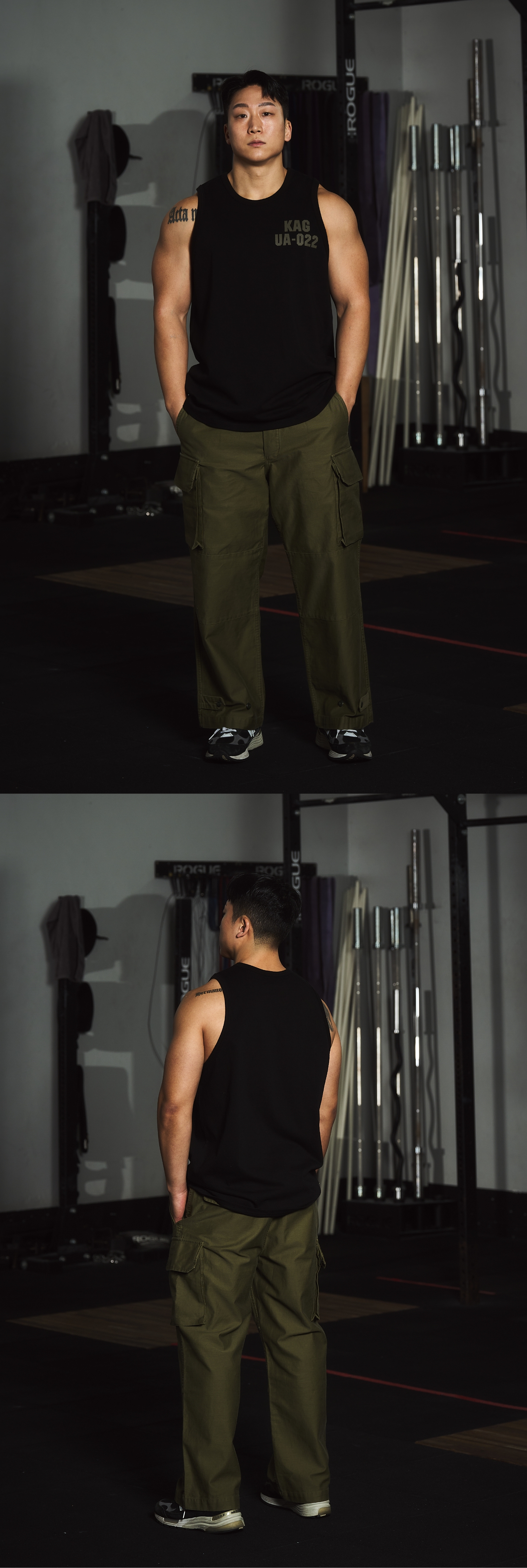 카키그라도 UA-022 세미오버핏 슬리브리스 상세이미지