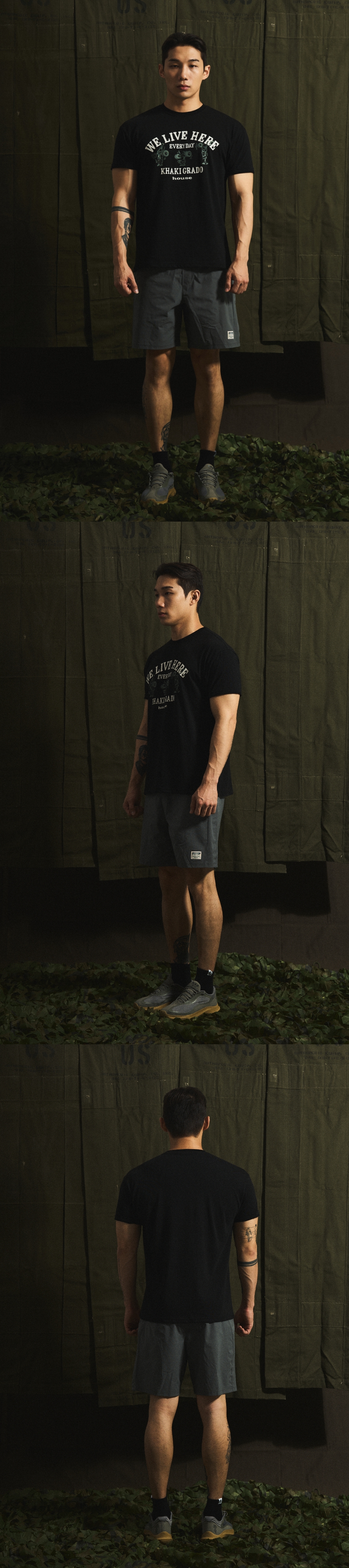 카키그라도 레귤러핏 리프팅하우스 티셔츠 상세이미지