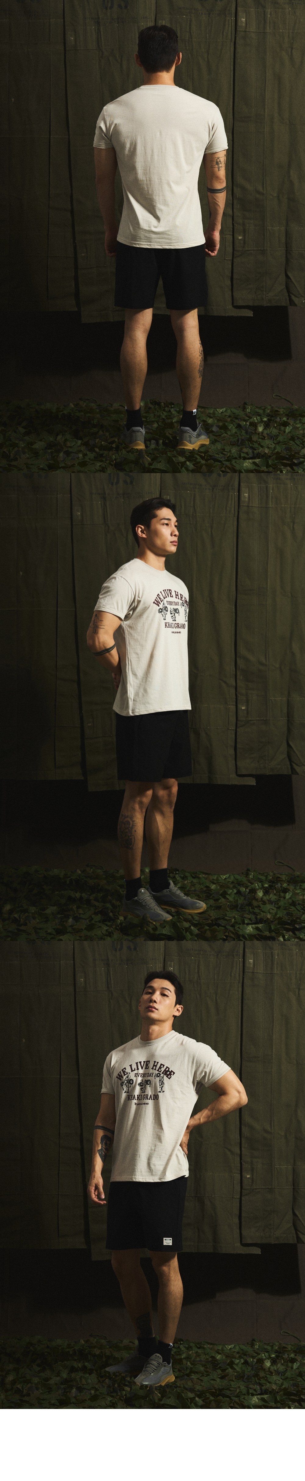 카키그라도 레귤러핏 리프팅하우스 티셔츠 상세이미지