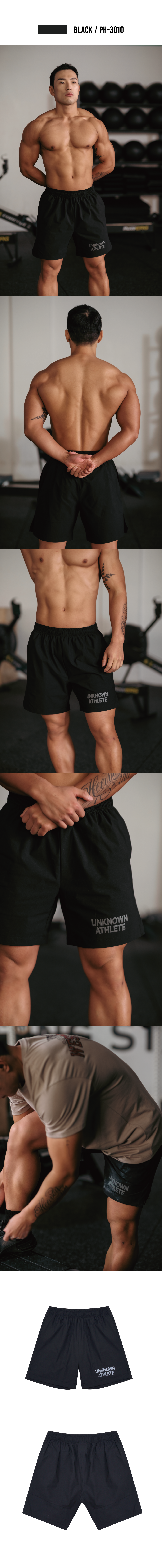 카키그라도 언노운애슬릿 쇼츠 블랙 상세페이지