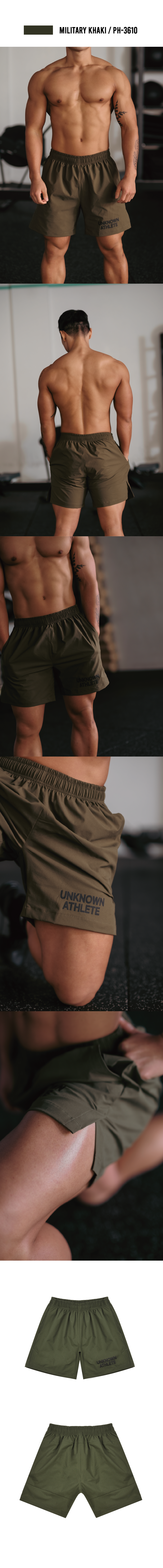 카키그라도 언노운애슬릿 쇼츠 밀리터리카키 상세페이지